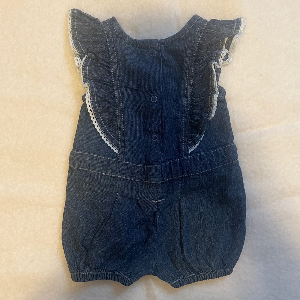 Calvin Klein Navy Ruffle Romper, Size 0-3m - Picture 6 of 6